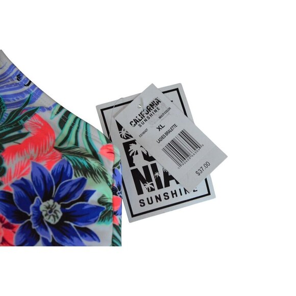 California Sunshine Womens Floral Bralette Bikini Top XL - Picture 2 of 3